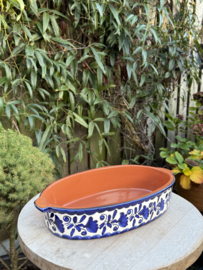 Handgemaakte Portugese Ovenschaal Ovaal Blauw | 1-2 Personen | Alentejo