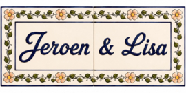 Handbeschilderd Portugees Naambord | 2 tegels | 40 x 15 cm | Patroon 8