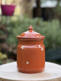 Handgemaakte Voorraadpot met Deksel | Mafra Bloemen | Portugees Aardewerk | Ø 13 x H 22 cm