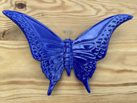 Keramische vlinder kobaltblauw 17x23cm