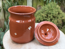 Handgemaakte Voorraadpot met Deksel | Mafra Bloemen | Portugees Aardewerk | Ø 13 x H 22 cm