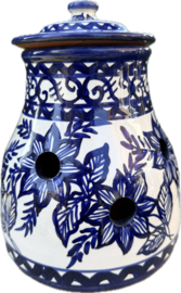 Handgemaakte Knoflookpot & Uienpot Beja | Portugees Aardewerk Blauw/Wit
