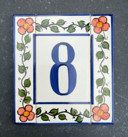Keramische rand Lisboa / oranje bloemen (15x3cm)