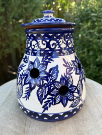 Handgemaakte Knoflookpot & Uienpot Beja | Portugees Aardewerk Blauw/Wit