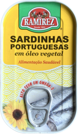 Portugese sardines in plantaardige olie Ramirez / Sardinhas em óleo vegetal (120gr)