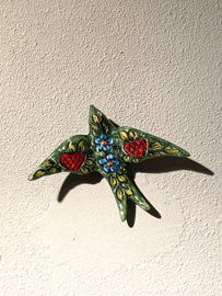 Keramische zwaluw met patroon 15,5x12cm