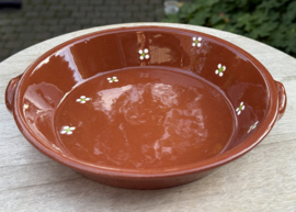 Handgemaakte Ronde Serveerschaal met Handvatten | Mafra Bloemen | Portugees Aardewerk | Ø 20 x H 3,5 cm