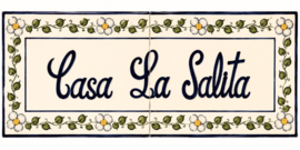 Handbeschilderd Portugees Naambord | 2 tegels | 40 x 15 cm | Patroon 4