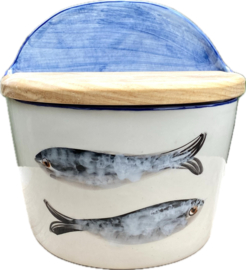 Zout pot met houten deksel / Sardines (R.99)