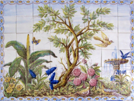 Handbeschilderd tegelpaneel Jardim do Éden (48 tegels 14x14cm)