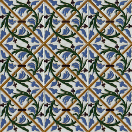 Handbeschilderd Spaans Arabisch reliëf tegelpaneel Múrcia (9 tegels 12,5x12,5cm)