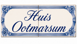 Handbeschilderd Portugees Naambord | 2 tegels | 40 x 15 cm | Patroon 22