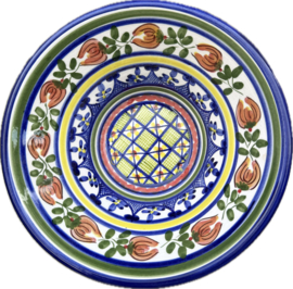 Ronde Diepe Schaal Ø 21,5 cm | Handbeschilderd Portugees Aardewerk | Kleurrijk Motief