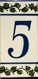 Keramische tegel Lisboa / cijfer 5 (15x7,5cm)