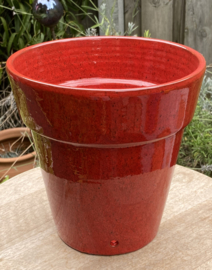 Bloempot met schotel Malveira / nostalgisch rood / groot