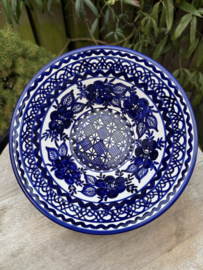 Ronde Diepe Schaal Ø 22,5 cm | Handbeschilderd Portugees Aardewerk | Blauw-Wit Motief