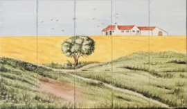 Handbeschilderd tegelpaneel Alentejo (15 tegels 15x15cm)