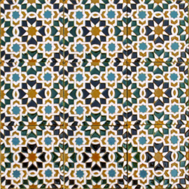 Handbeschilderd Spaans Arabisch reliëf tegelpaneel Tetouan (9 tegels 12,5x12,5cm)