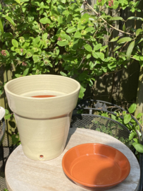 Bloempot met schotel nr.3 Millennium / zandkleur / groot