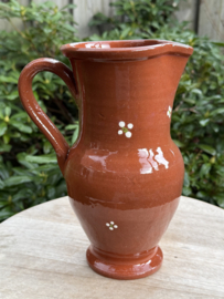Handgemaakte Waterkan 1500 ml met handgreep | Mafra Bloemen | Portugees Aardewerk | H 23 cm