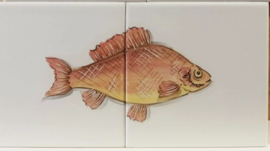 Handbeschilderd tegelpaneel Pargo / visjes collectie (2 tegels 15x15cm)