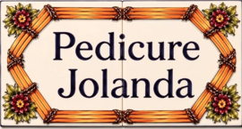 Handbeschilderd Portugees Naambord | 2 tegels | 40 x 15 cm | Patroon 24