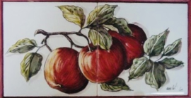 Handbeschilderd tegelpaneel Maçãs (2 tegels 15x15cm)