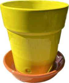 Bloempot met schotel Bombarral / felgeel / klein