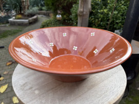 Handgemaakte Grote Conische Saladeschaal | Mafra Bloemen | Portugees Aardewerk | Ø 31 x H 10 cm