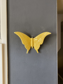 Keramische vlinder geel 17x23cm