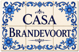 Handbeschilderd Portugees Naambord | 6 tegels | 45 x 30 cm | Patroon 42