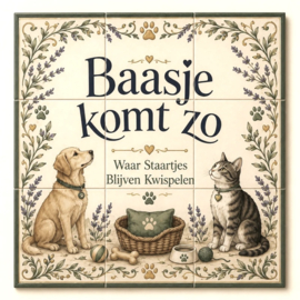 Handbeschilderd Portugees Naambord | 9 tegels | 45 x 45 cm | Patroon 62
