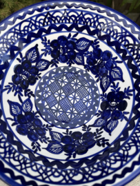 Ronde Diepe Schaal Ø 22,5 cm | Handbeschilderd Portugees Aardewerk | Blauw-Wit Motief