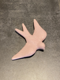 Keramische zwaluw pastel roze 16x12,5cm