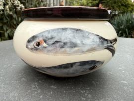 Handbeschilderde Waterasbak Sardines | Rood | Portugees Steengoed | Ø 12 x 7 cm