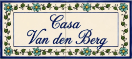 Handbeschilderd Portugees Naambord | 2 tegels | 40 x 15 cm | Patroon 10
