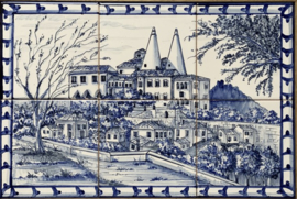 Handbeschilderd tegelpaneel Sintra-2  (6 tegels 15x15cm)