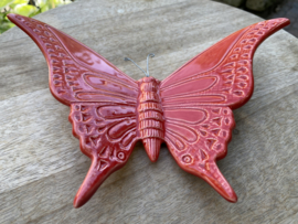 Keramische vlinder felrood 17x23cm