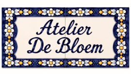 Handbeschilderd Portugees Naambord | 2 tegels | 40 x 15 cm | Patroon 17