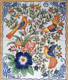 Handbeschilderd tegelpaneel Jardim (30 tegels 15x15cm)
