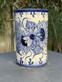 Wijnkoeler "Monsaraz" | Wit met Blauw | Handgemaakt Portugees Aardewerk | 21,5 cm