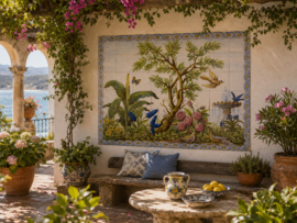 Portugees Tegeltableau Hof van Eden (48 tegels) | 112 x 84 cm | Handbeschilderd