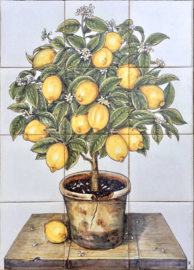 Handbeschilderd tegelpaneel Citrus limon (12 tegels 14x14cm)