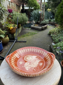 Ronde Schaal met Handgrepen | Portugees Aardewerk | Ø 26 x H 5 cm