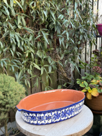 Handgemaakte Portugese Ovenschaal Ovaal Blauw | 3-4 Personen | Alentejo