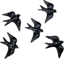 Keramische zwaluw zwart 16x12,5cm