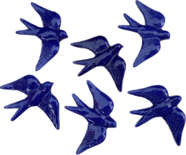 Keramische zwaluw kobaltblauw 16x12,5cm