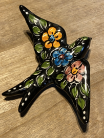 Keramische zwaluw met patroon 15,5x12cm