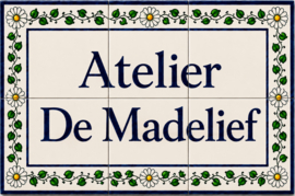 Handbeschilderd Portugees Naambord | 6 tegels | 45 x 30 cm | Patroon 32