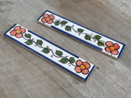 Keramische rand Lisboa / oranje bloemen (15x3cm)